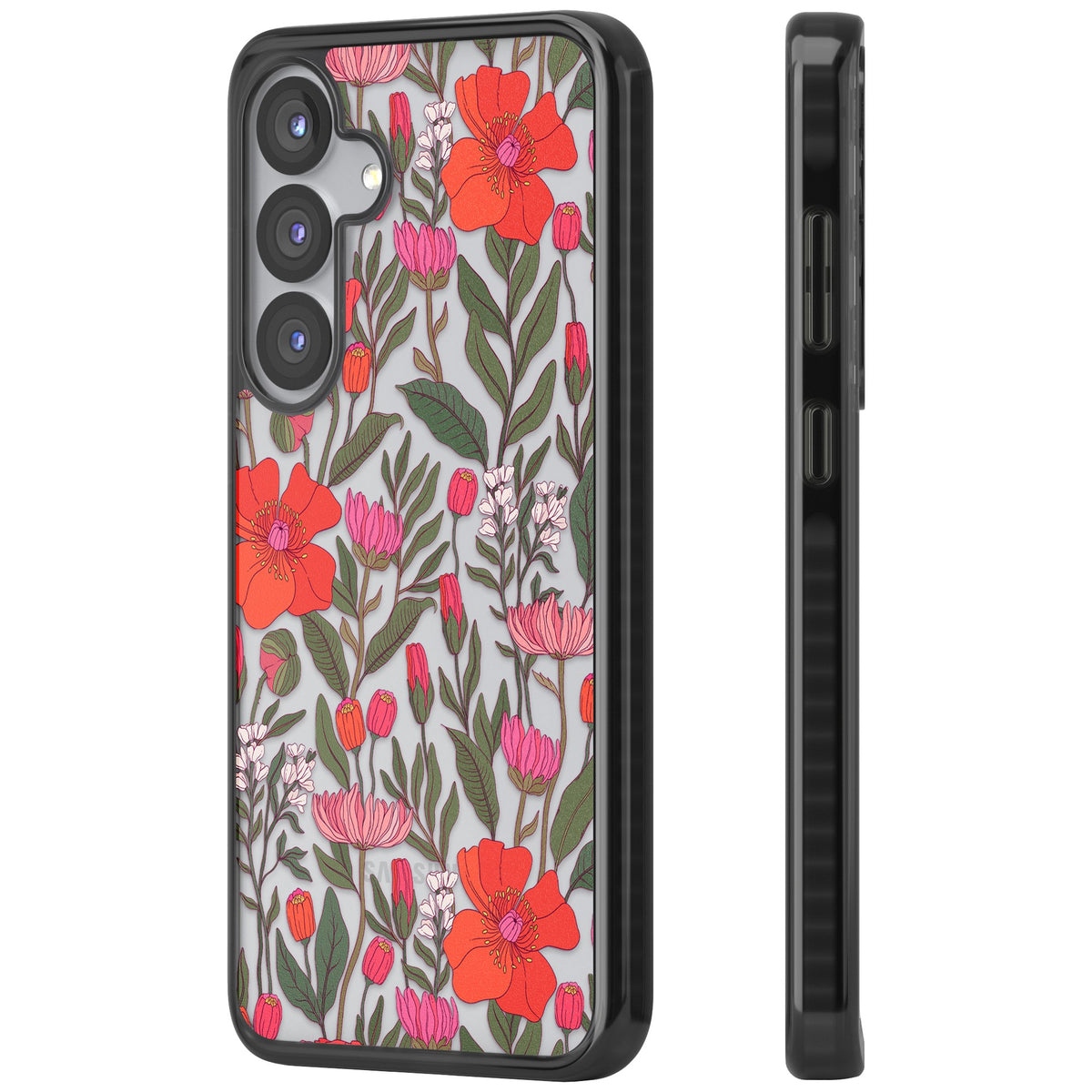 Peachy Floral Samsung S25 / Samsung S25 Plus / Samsung S26 / Samsung S26 Plus Impact Black Phone Case side