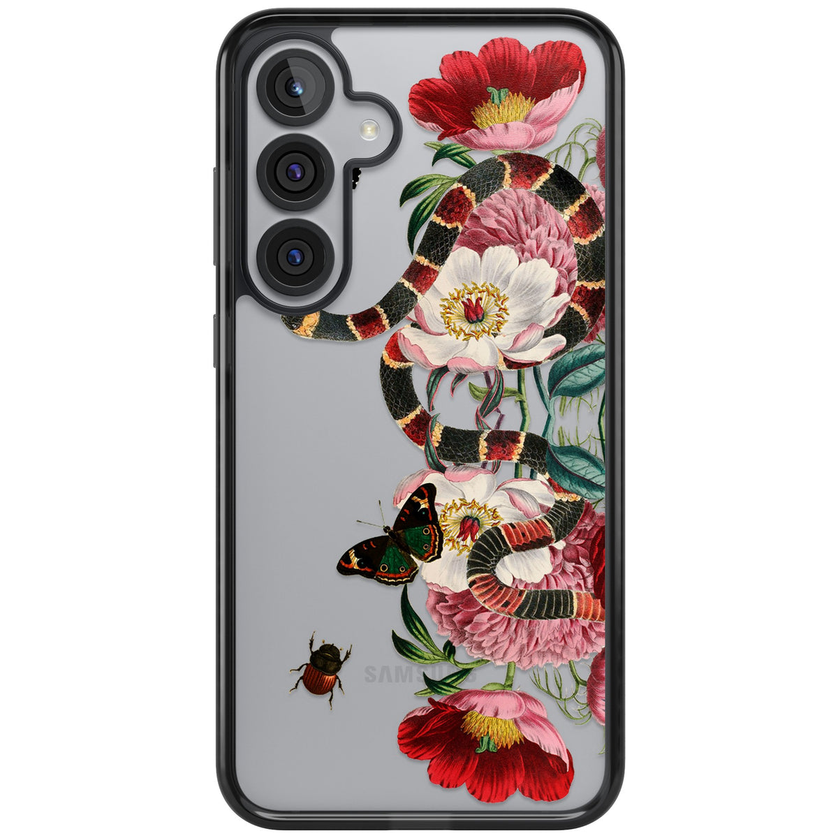 Floral Snake Samsung S25 Plus / Samsung S26 / Samsung S26 Plus Impact Black Phone Case front