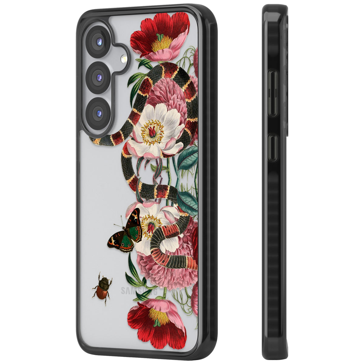 Floral Snake Samsung S25 / Samsung S25 Plus / Samsung S26 / Samsung S26 Plus Impact Black Phone Case side