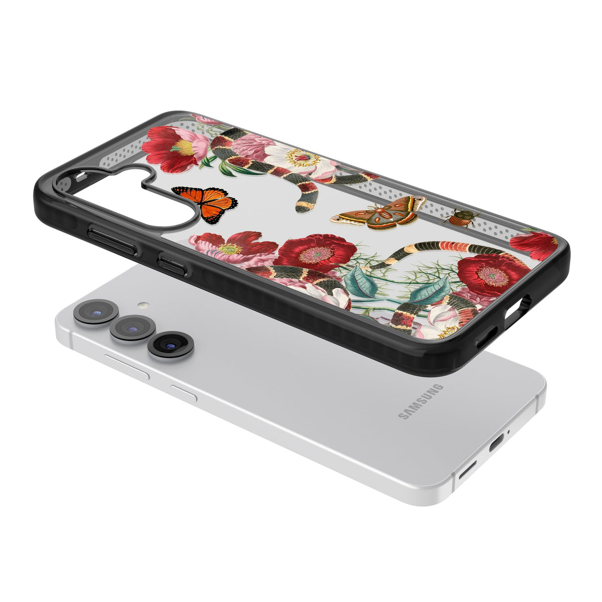 Botanical Snake Samsung S25 / Samsung S25 Plus / Samsung S26 / Samsung S26 Plus Impact Black Phone Case angled