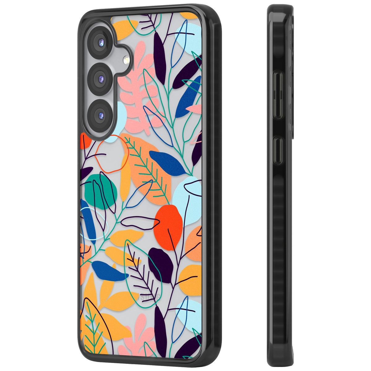 Flora Lines Samsung S25 / Samsung S25 Plus / Samsung S26 / Samsung S26 Plus Impact Black Phone Case side