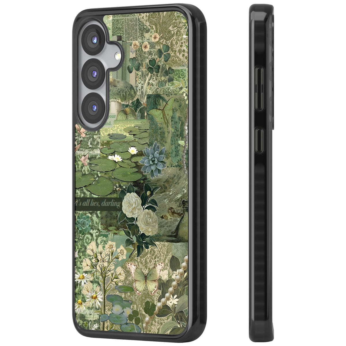 Sage Collage Samsung S25 / Samsung S25 Plus / Samsung S26 / Samsung S26 Plus Impact Black Phone Case side
