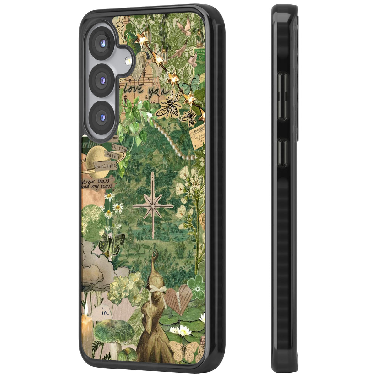 Green Vintage Collage Samsung S25 / Samsung S25 Plus / Samsung S26 / Samsung S26 Plus Impact Black Phone Case side