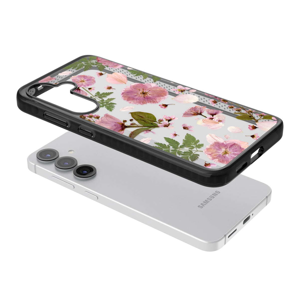 Blossom Bouquet Samsung S25 / Samsung S25 Plus / Samsung S26 / Samsung S26 Plus Impact Black Phone Case angled