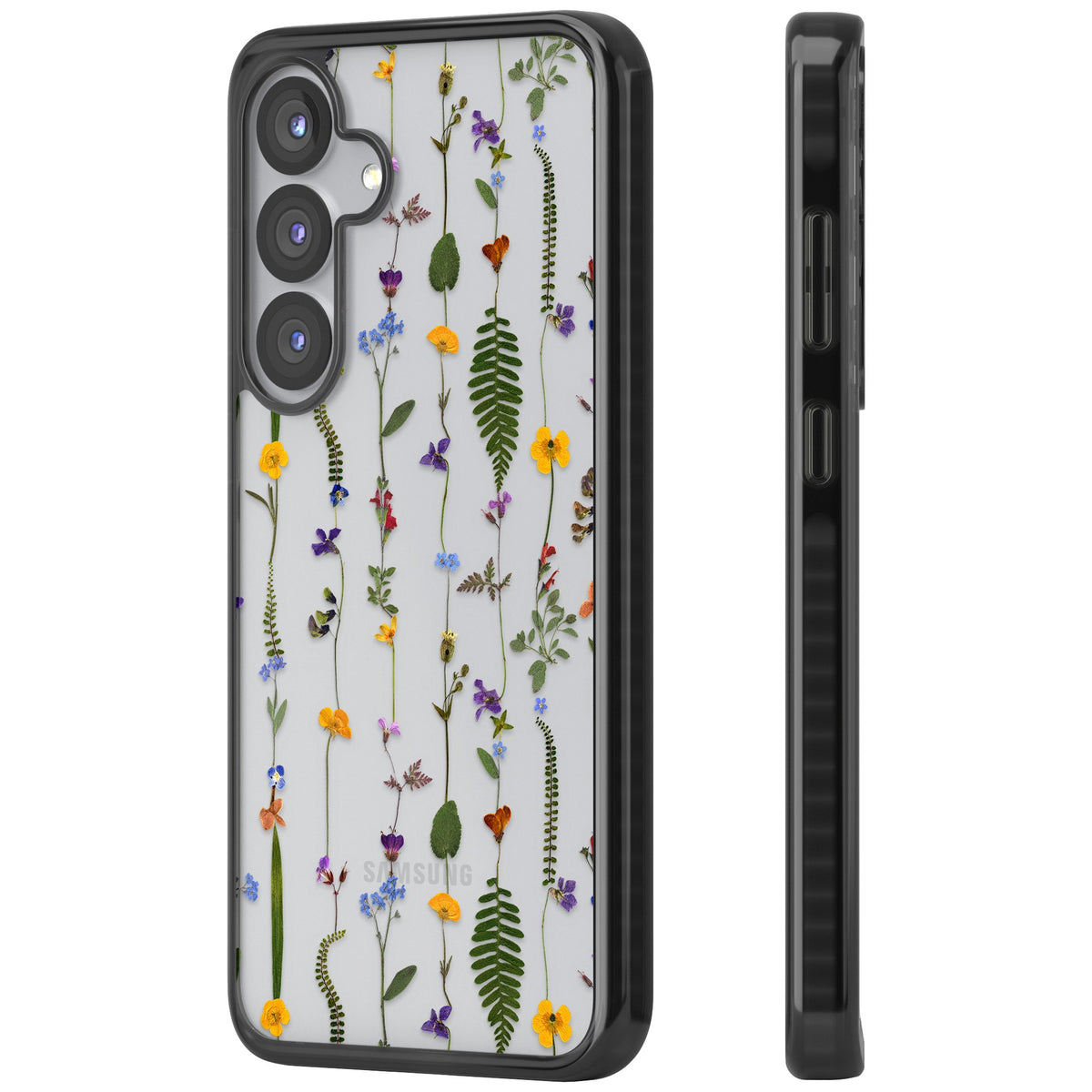 Wildflower Chain Samsung S25 / Samsung S25 Plus / Samsung S26 / Samsung S26 Plus Impact Black Phone Case side