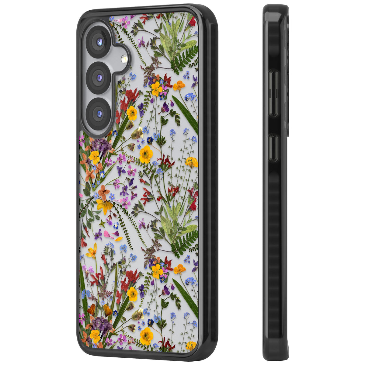 Wildflowers & Leaves Samsung S25 / Samsung S25 Plus / Samsung S26 / Samsung S26 Plus Impact Black Phone Case side