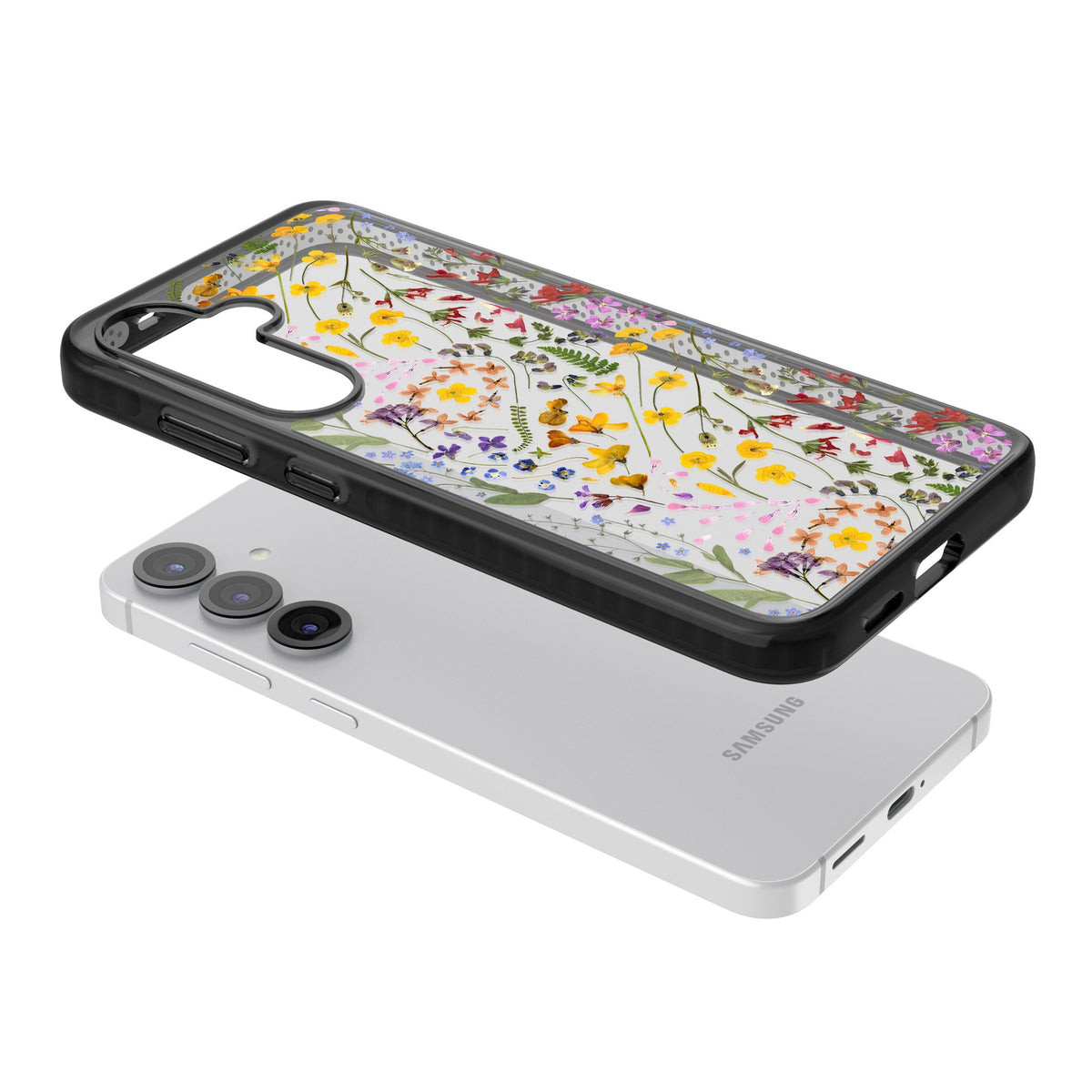 Wildflower Samsung S25 / Samsung S25 Plus / Samsung S26 / Samsung S26 Plus Impact Black Phone Case angled