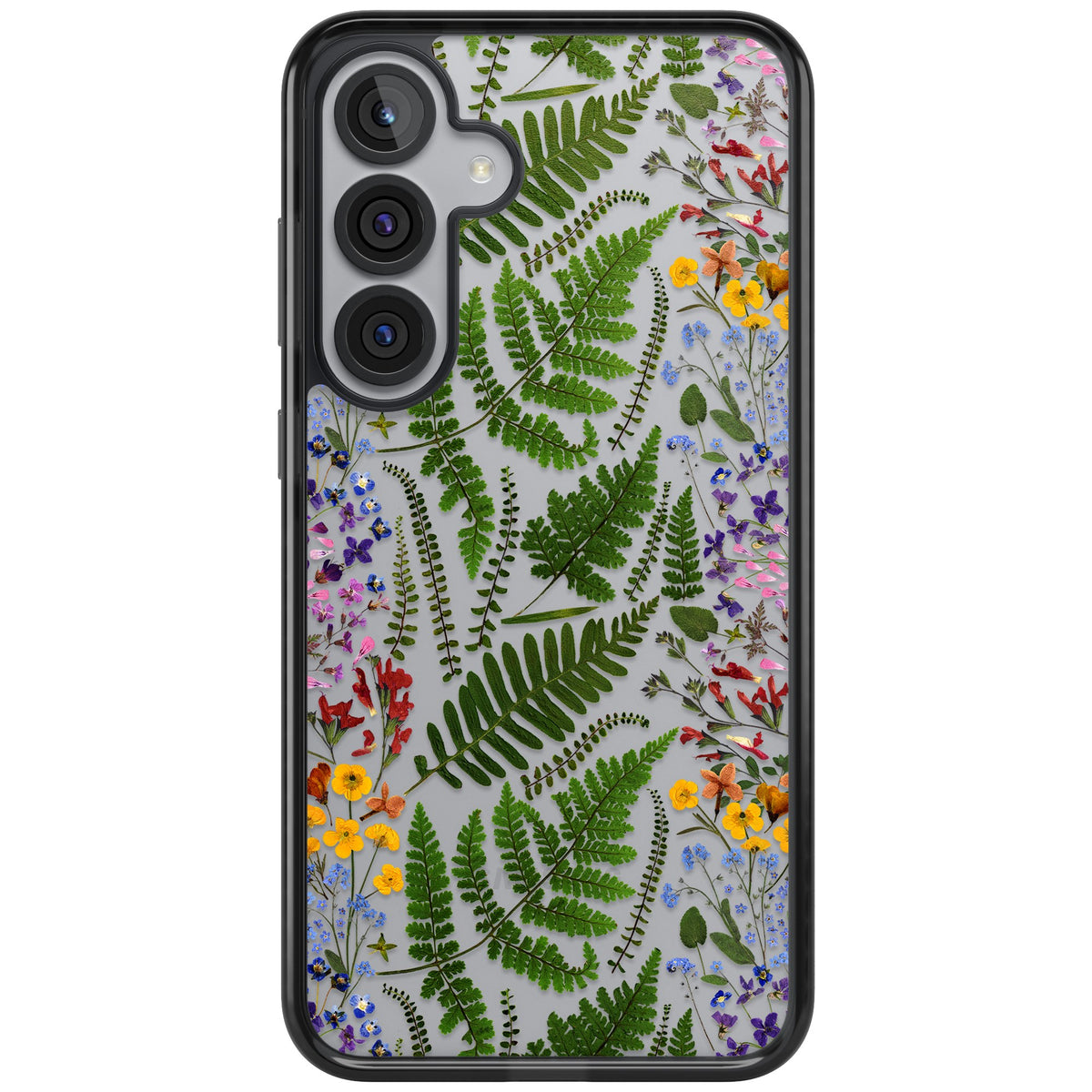 Botanical Fern & Floral Samsung S25 Plus / Samsung S26 / Samsung S26 Plus Impact Black Phone Case front