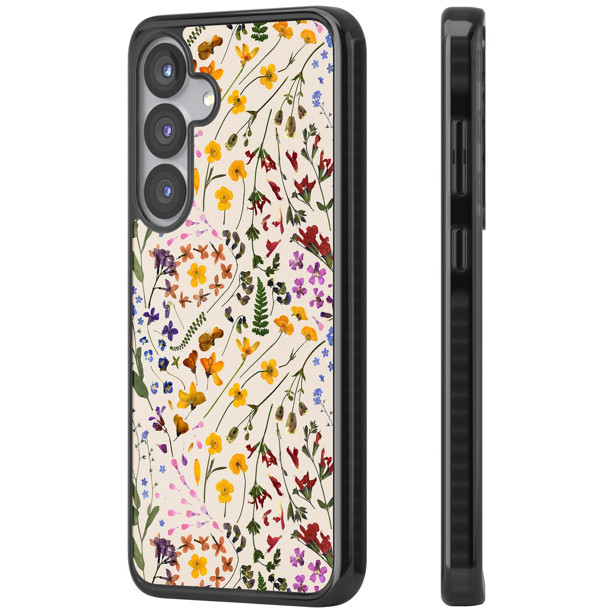 Wildflower Cream Samsung S25 / Samsung S25 Plus / Samsung S26 / Samsung S26 Plus Impact Black Phone Case side