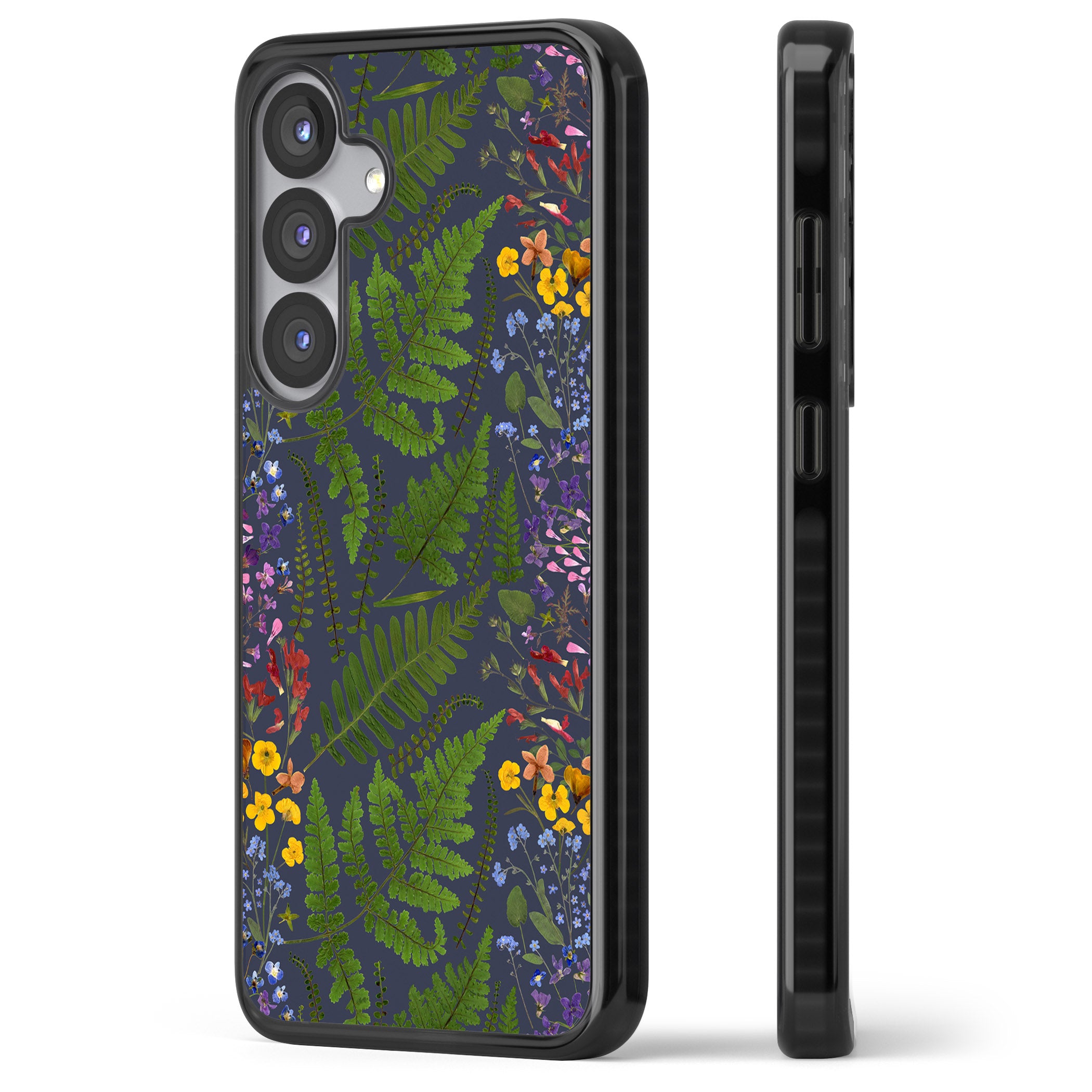 Busy Floral And Fern Design Navy