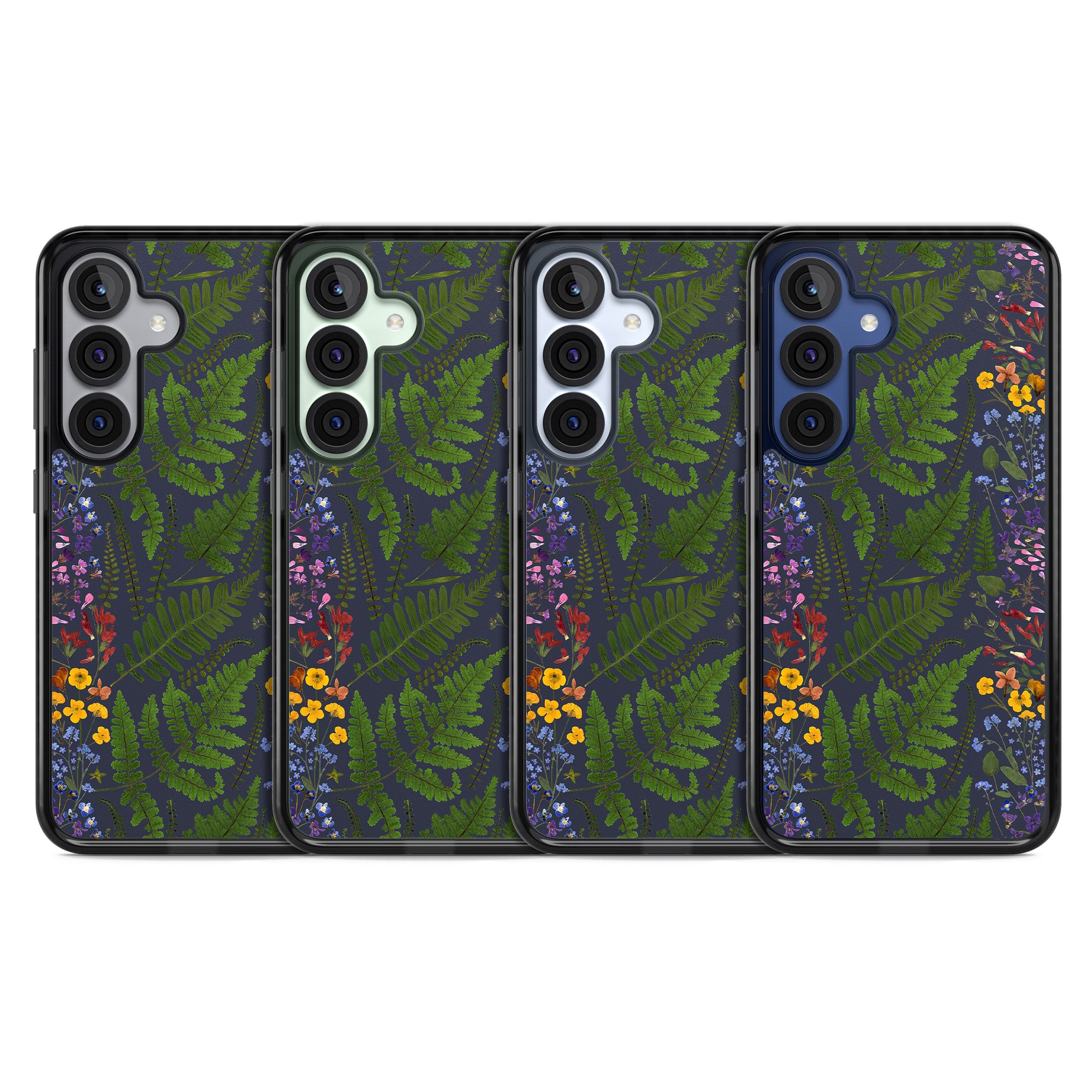 Busy Floral And Fern Design Navy