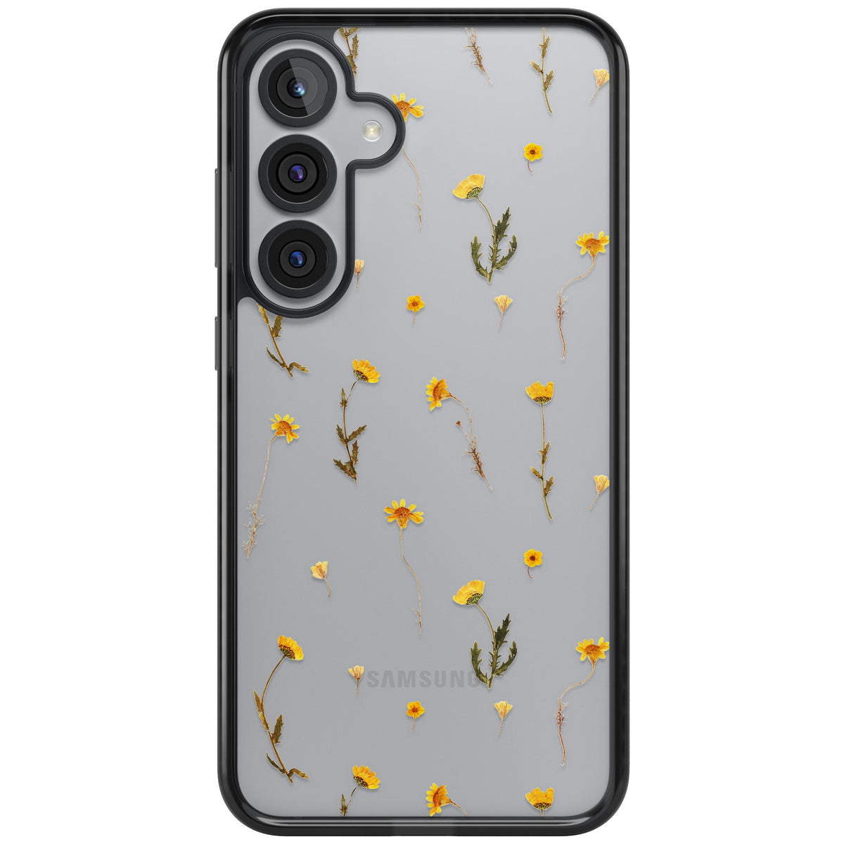 Yellow Wildflower Samsung S25 Plus / Samsung S26 / Samsung S26 Plus Impact Black Phone Case front