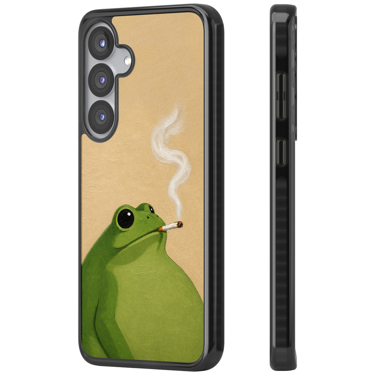 The Smoking Frog Samsung S25 / Samsung S25 Plus / Samsung S26 / Samsung S26 Plus Impact Black Phone Case side