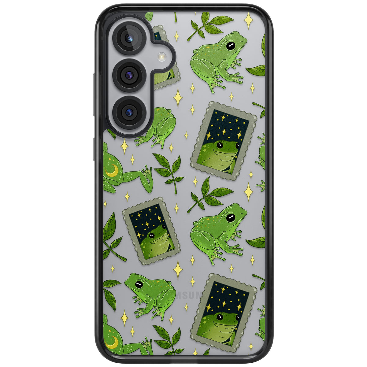 Starry Frog Stamps Samsung S25 Plus / Samsung S26 / Samsung S26 Plus Impact Black Phone Case front