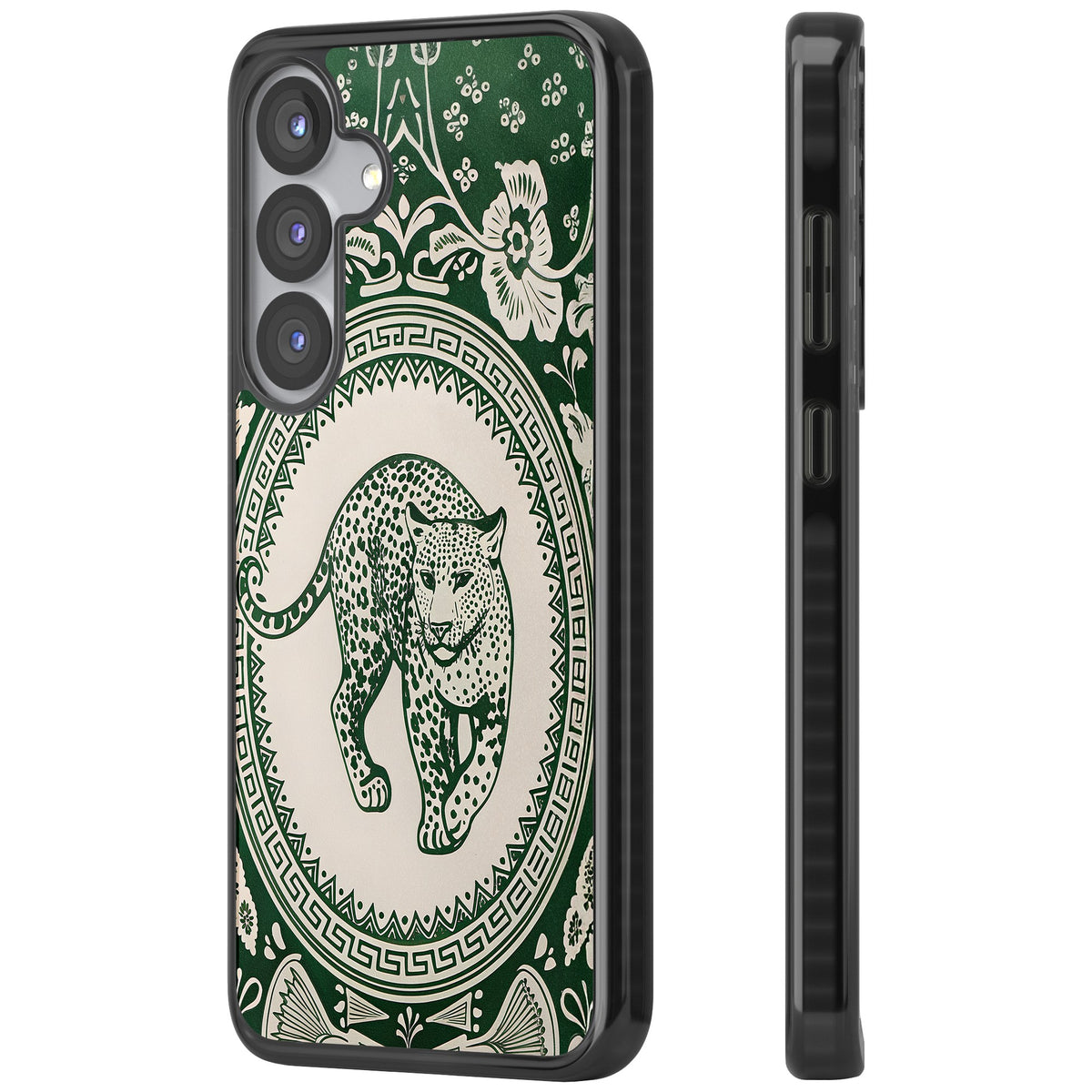 Green Leopard Samsung S25 / Samsung S25 Plus / Samsung S26 / Samsung S26 Plus Impact Black Phone Case side
