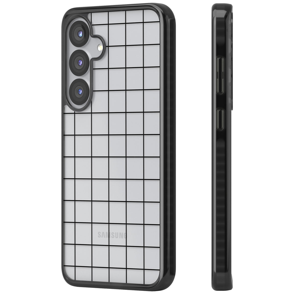 Simplistic Large Grid Samsung S25 / Samsung S25 Plus / Samsung S26 / Samsung S26 Plus Impact Black Phone Case side
