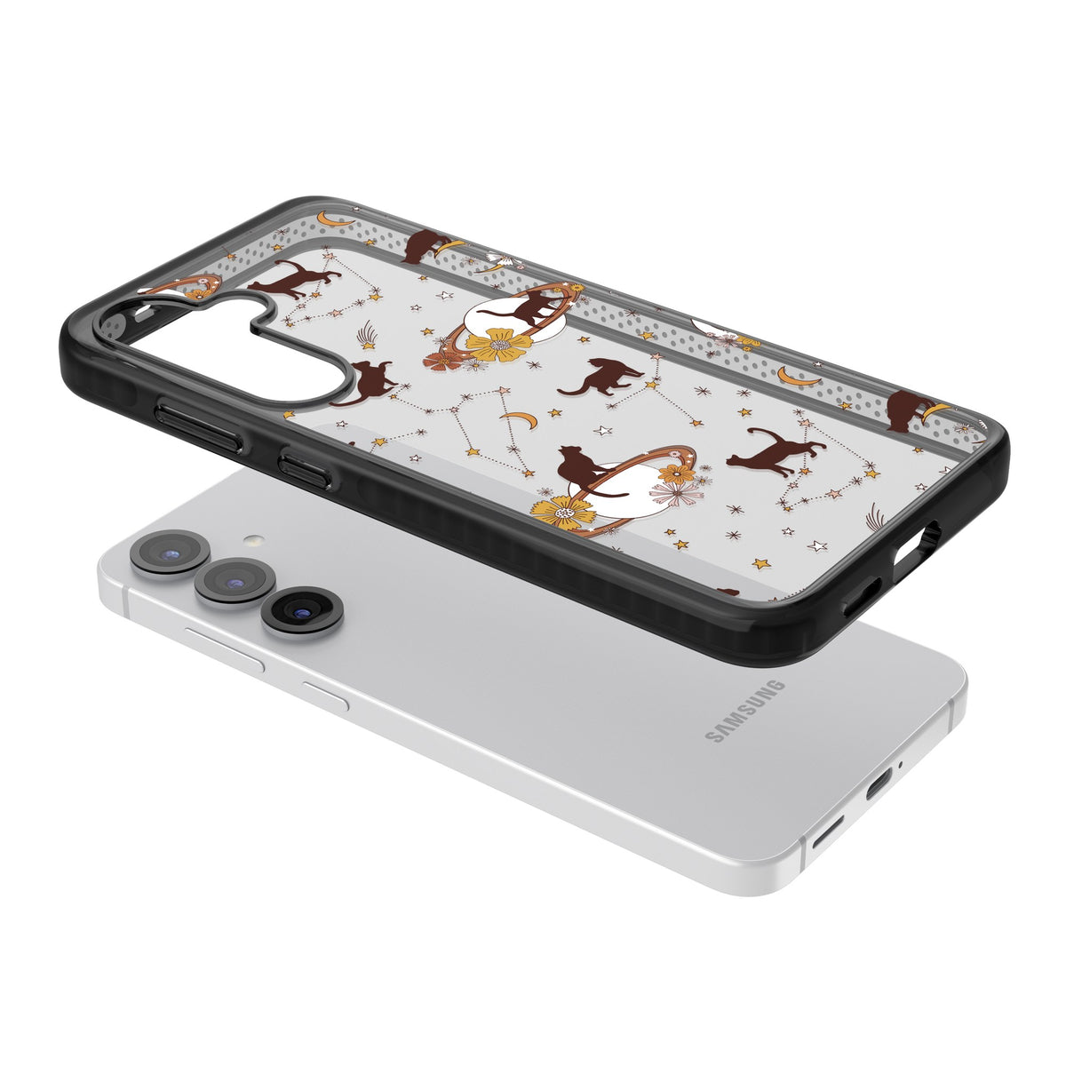 Cats And Astrology Samsung S25 / Samsung S25 Plus / Samsung S26 / Samsung S26 Plus Impact Black Phone Case angled
