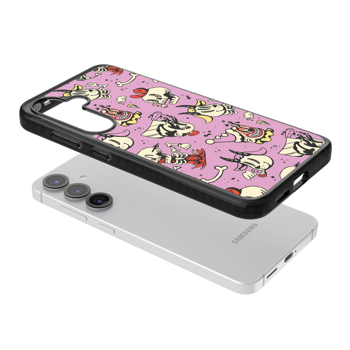 Violet Mischief Samsung S25 / Samsung S25 Plus / Samsung S26 / Samsung S26 Plus Impact Black Phone Case angled