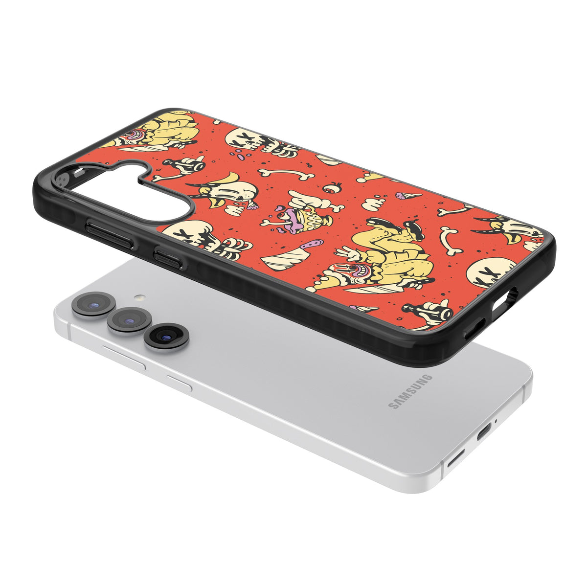 Crimson Carnival Samsung S25 / Samsung S25 Plus / Samsung S26 / Samsung S26 Plus Impact Black Phone Case angled