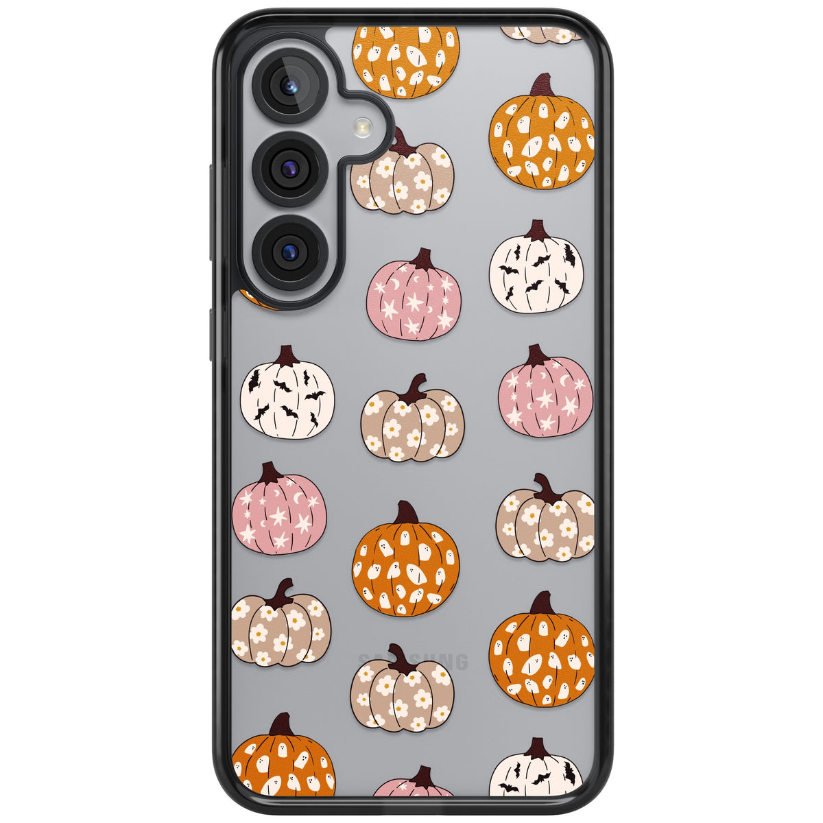 Floral Pumpkins Samsung S25 Plus / Samsung S26 / Samsung S26 Plus Impact Black Phone Case front