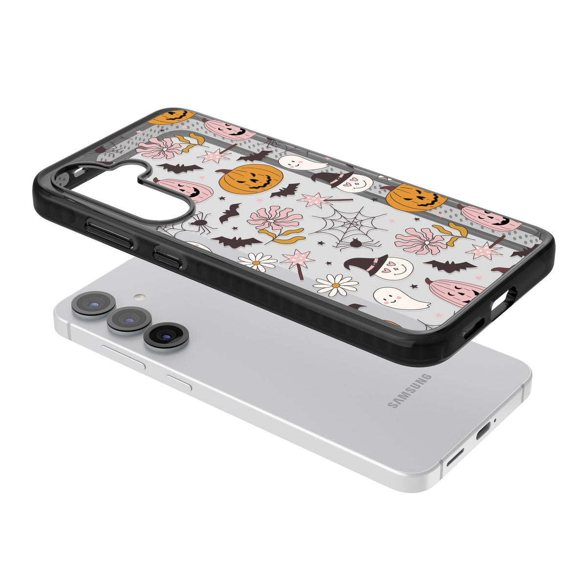 Spooky Mix Samsung S25 / Samsung S25 Plus / Samsung S26 / Samsung S26 Plus Impact Black Phone Case angled