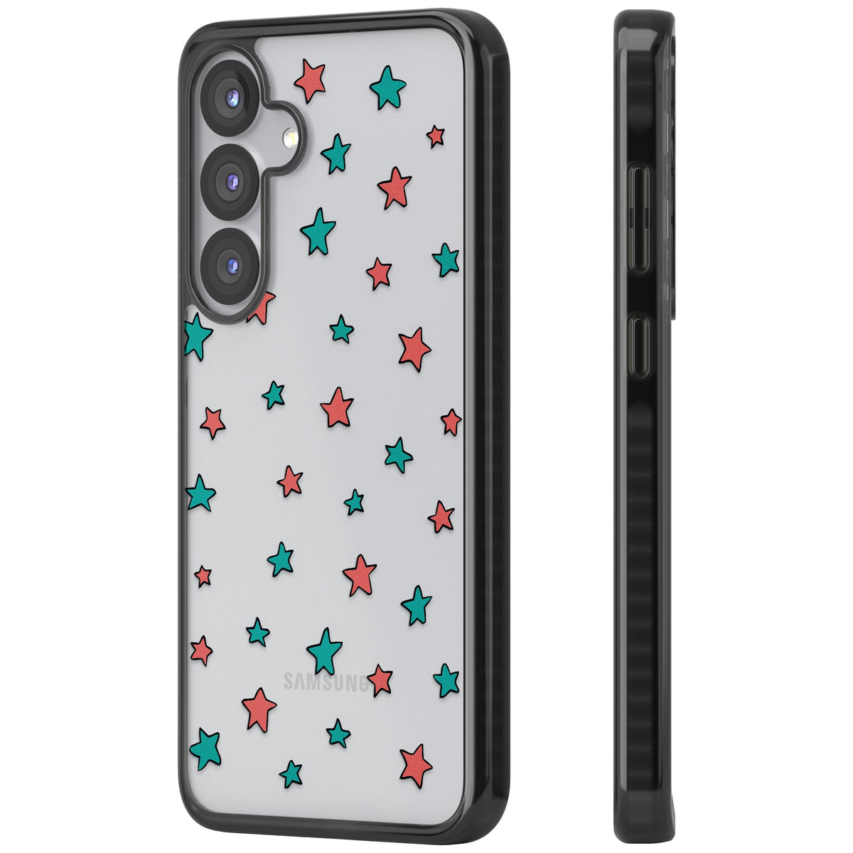 Heartstopper Stars Pattern Samsung S25 / Samsung S25 Plus / Samsung S26 / Samsung S26 Plus Impact Black Phone Case side