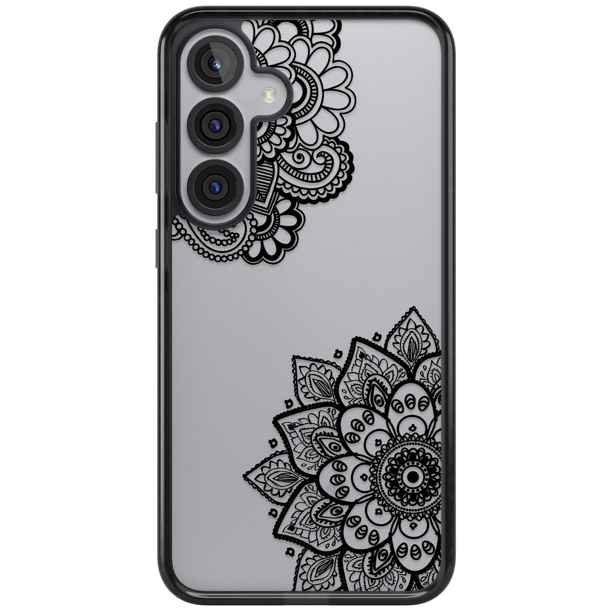 Black Henna Florals Samsung S25 Plus / Samsung S26 / Samsung S26 Plus Impact Black Phone Case front