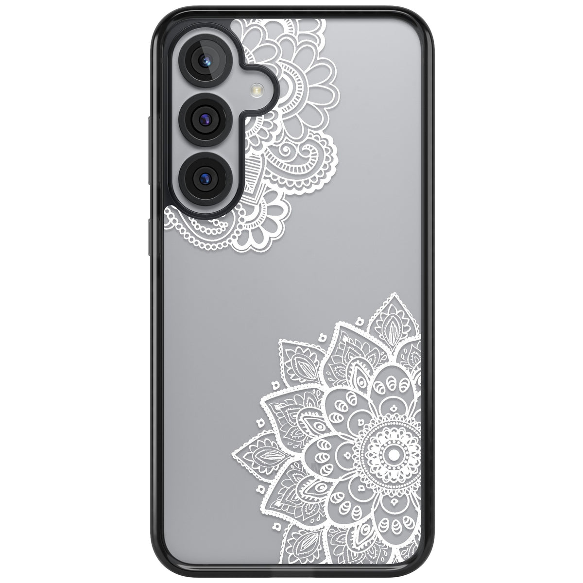 White Henna Florals Samsung S25 Plus / Samsung S26 / Samsung S26 Plus Impact Black Phone Case front