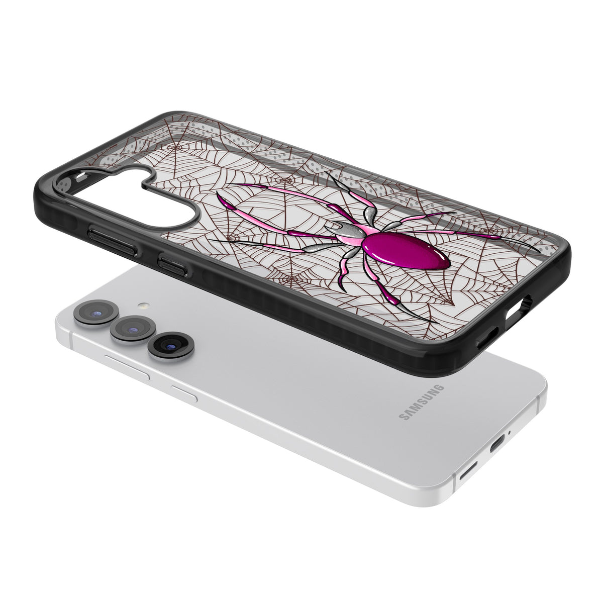 Arachnophobia Samsung S25 / Samsung S25 Plus / Samsung S26 / Samsung S26 Plus Impact Black Phone Case angled