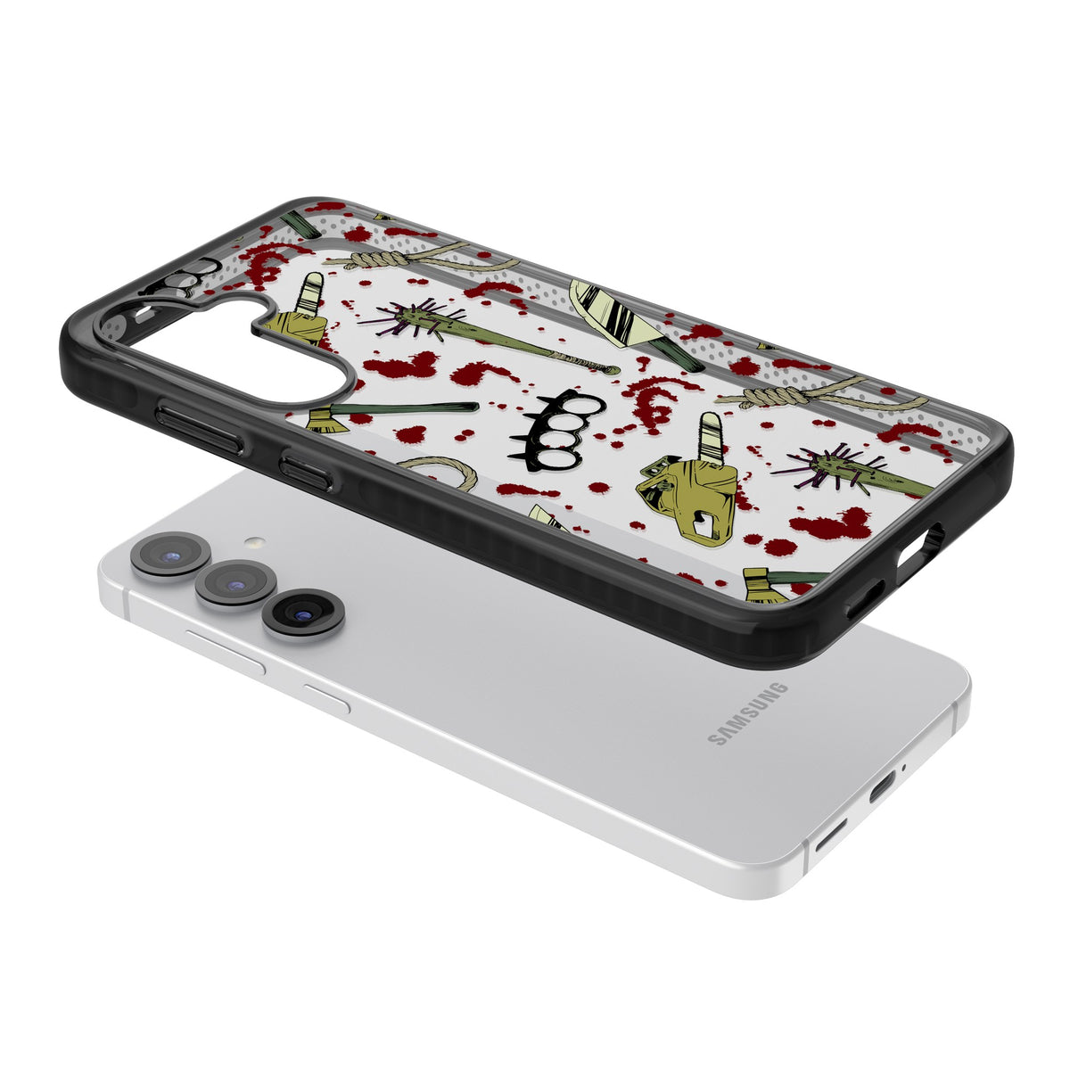 Movie Massacre Samsung S25 / Samsung S25 Plus / Samsung S26 / Samsung S26 Plus Impact Black Phone Case angled