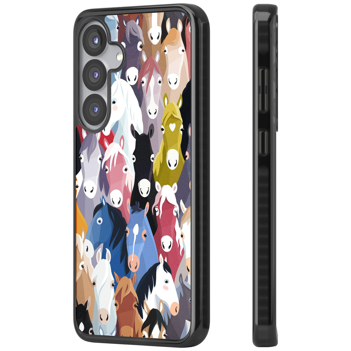 Colourful Horse Pattern Samsung S25 / Samsung S25 Plus / Samsung S26 / Samsung S26 Plus Impact Black Phone Case side