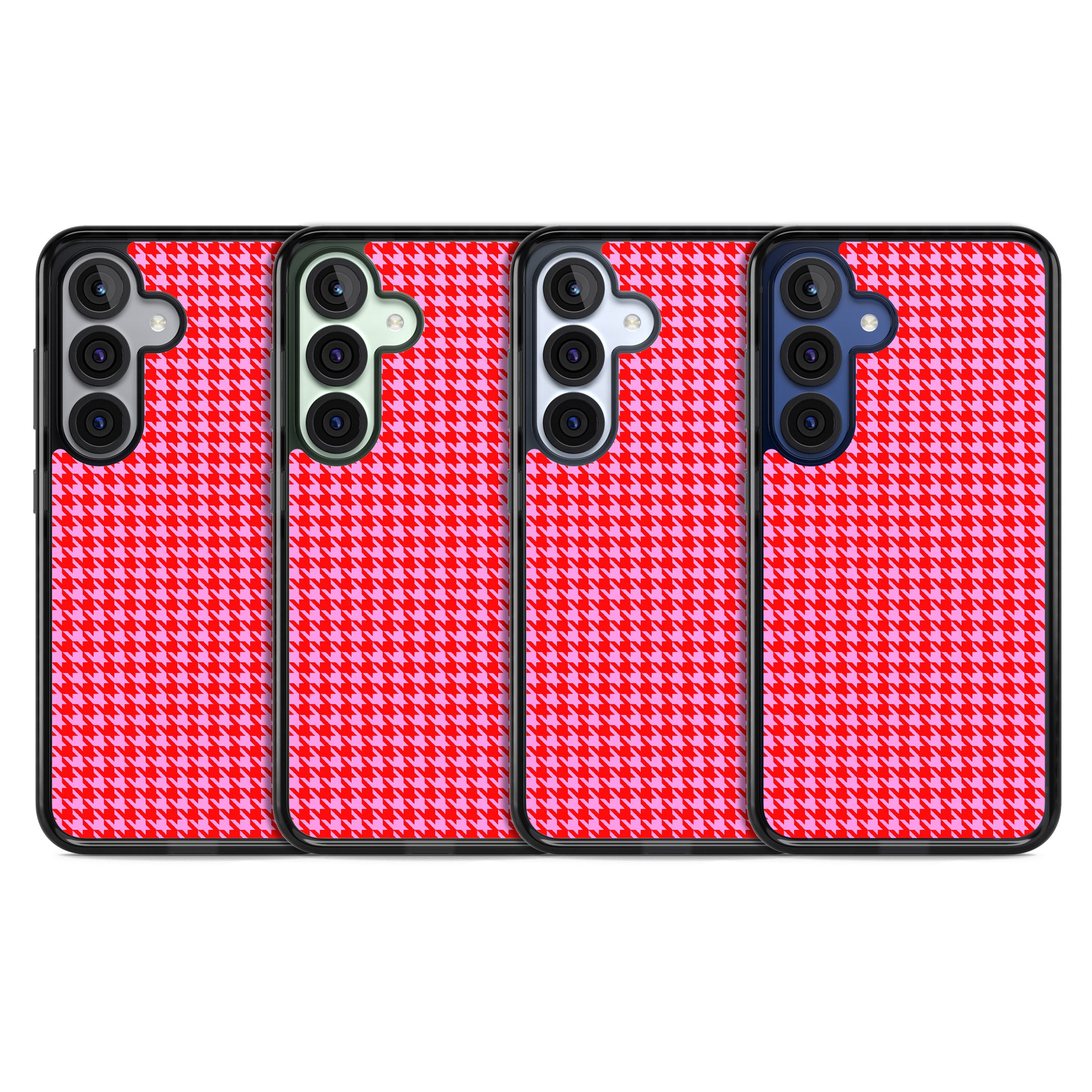 Neon Pink & Red Houndstooth