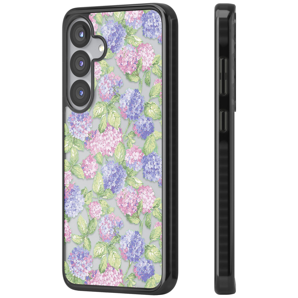 Cottage Hydrangea Samsung S25 / Samsung S25 Plus / Samsung S26 / Samsung S26 Plus Impact Black Phone Case side