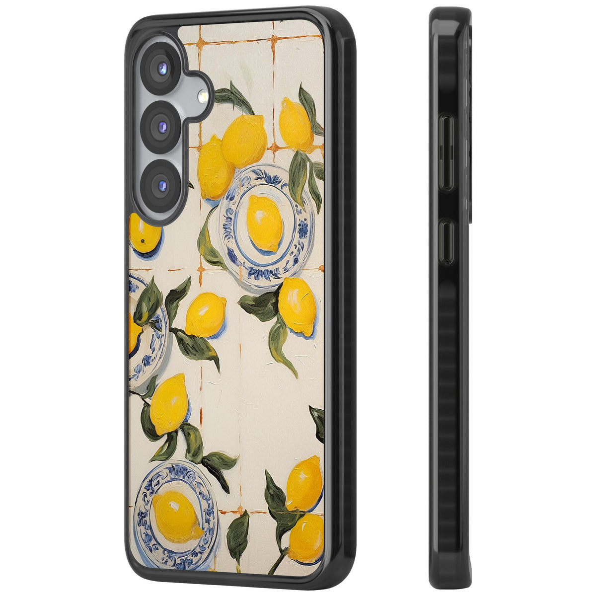 Lemons & Porcelain Samsung S25 / Samsung S25 Plus / Samsung S26 / Samsung S26 Plus Impact Black Phone Case side