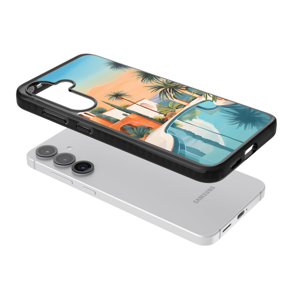 Villa Sunset Samsung S25 / Samsung S25 Plus / Samsung S26 / Samsung S26 Plus Impact Black Phone Case angled