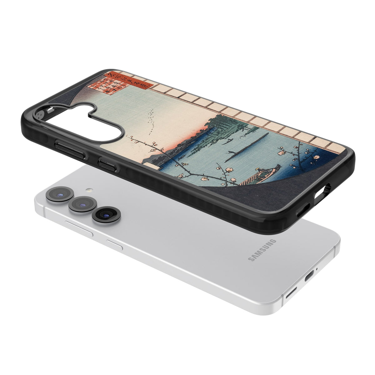 Lake At Sunset Samsung S25 / Samsung S25 Plus / Samsung S26 / Samsung S26 Plus Impact Black Phone Case angled