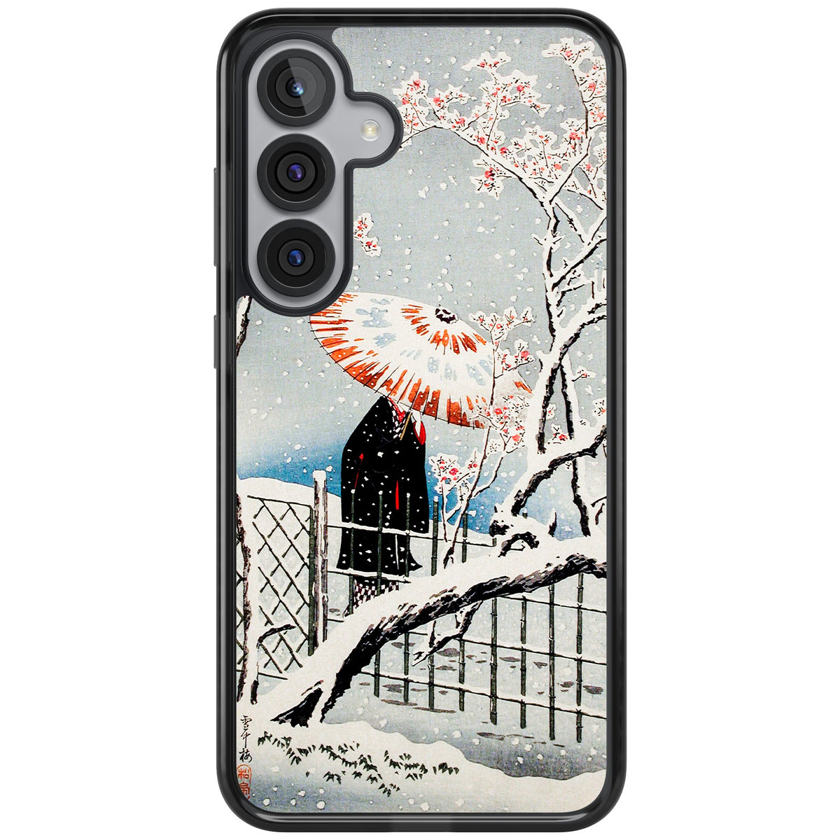 Plum Tree In Snow By Hiroaki Takahashi Samsung S25 Plus / Samsung S26 / Samsung S26 Plus Impact Black Phone Case front