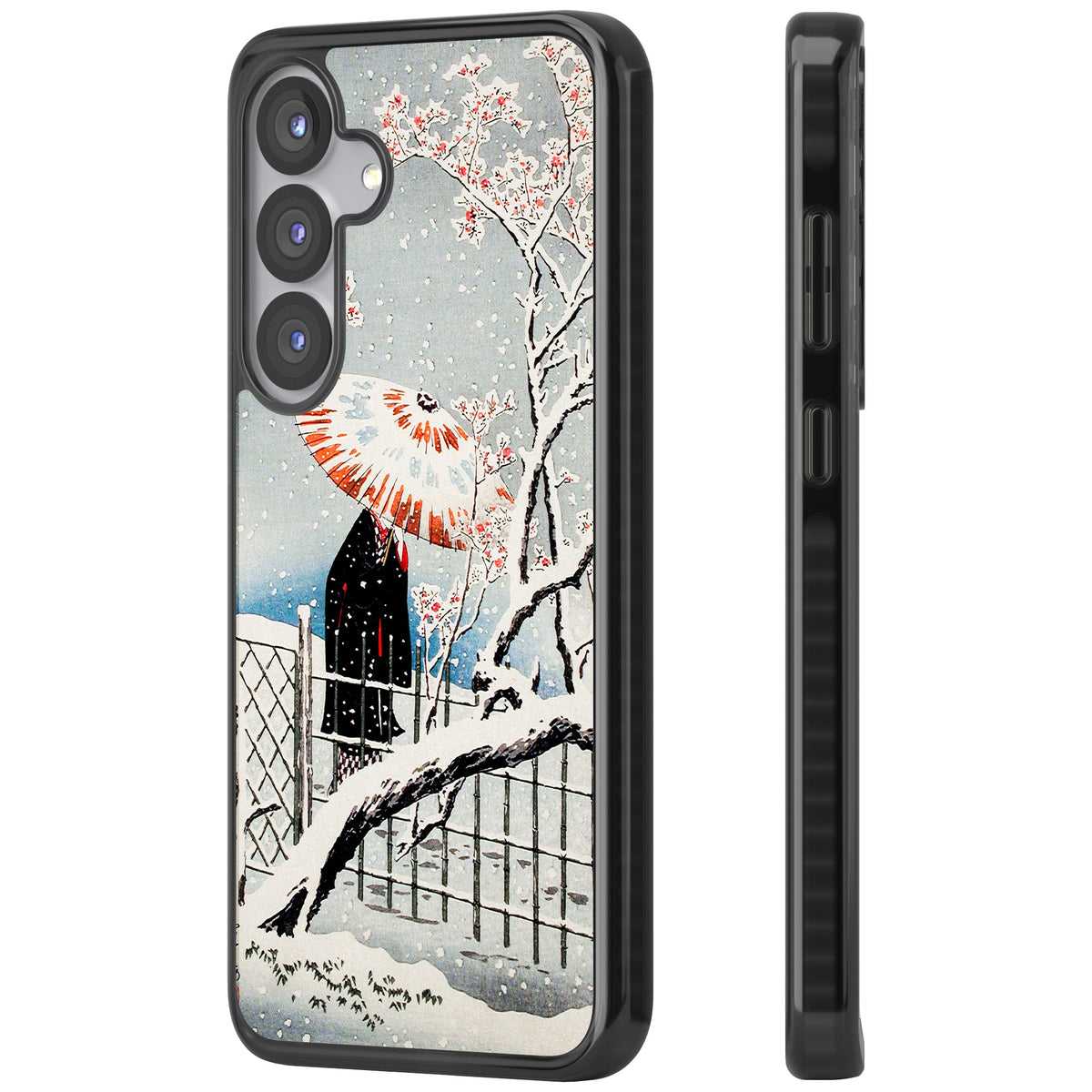 Plum Tree In Snow By Hiroaki Takahashi Samsung S25 / Samsung S25 Plus / Samsung S26 / Samsung S26 Plus Impact Black Phone Case side