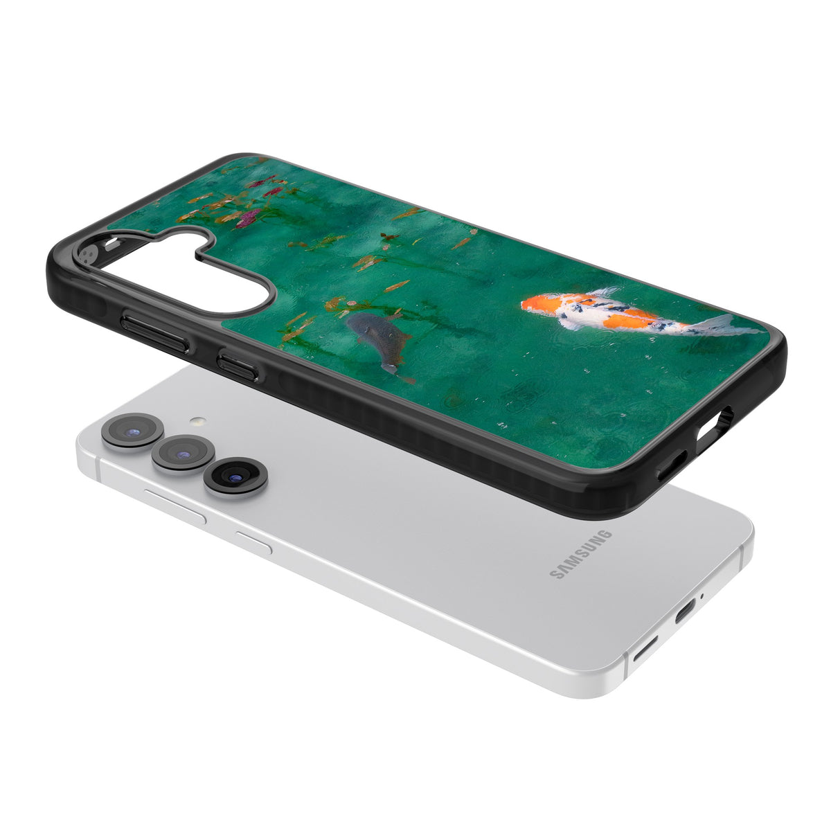 Koi Fish Samsung S25 / Samsung S25 Plus / Samsung S26 / Samsung S26 Plus Impact Black Phone Case angled