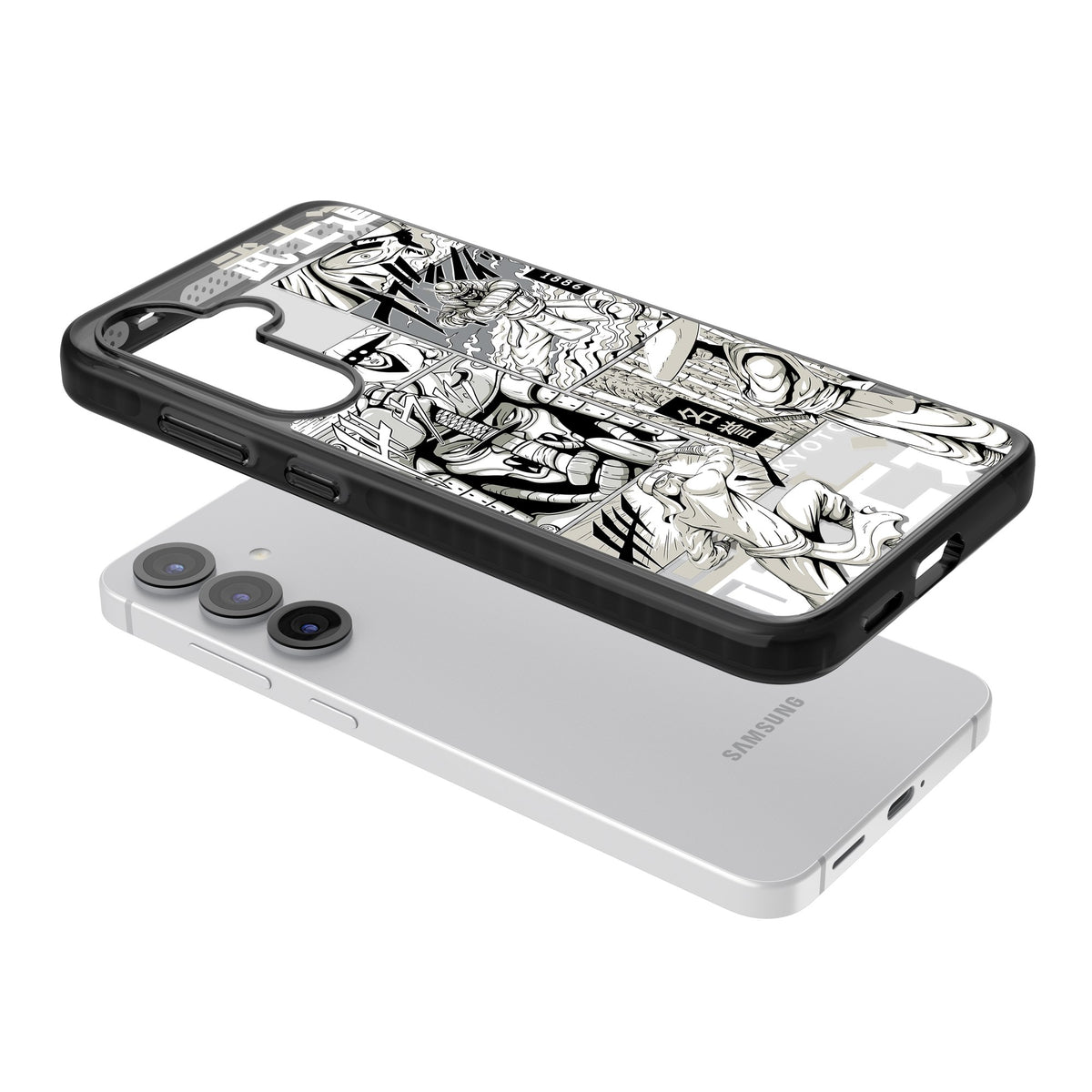 Kyoto Noir Samsung S25 / Samsung S25 Plus / Samsung S26 / Samsung S26 Plus Impact Black Phone Case angled