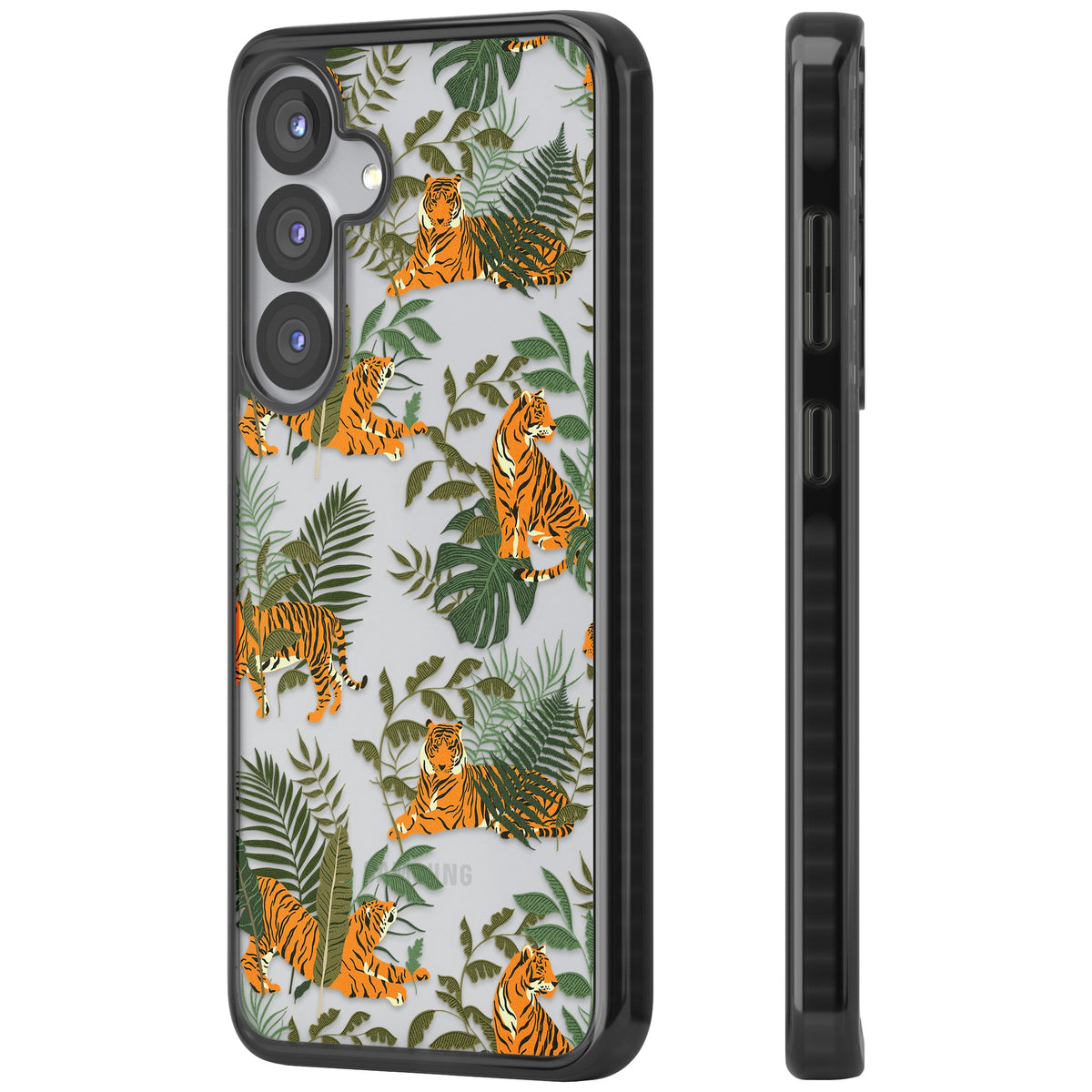 Tiger & Fern Jungle Samsung S25 / Samsung S25 Plus / Samsung S26 / Samsung S26 Plus Impact Black Phone Case side