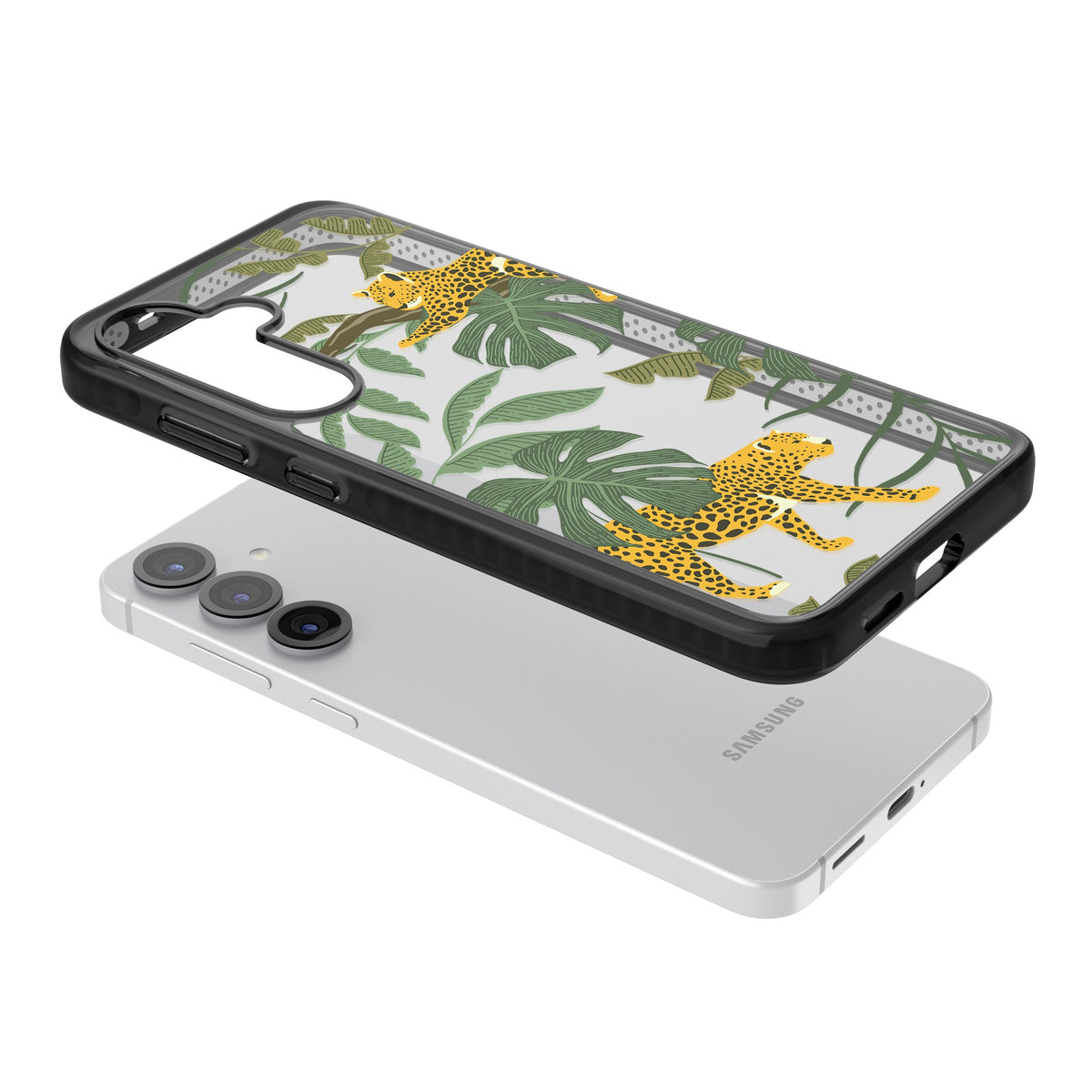 Jungle Cats Samsung S25 / Samsung S25 Plus / Samsung S26 / Samsung S26 Plus Impact Black Phone Case angled