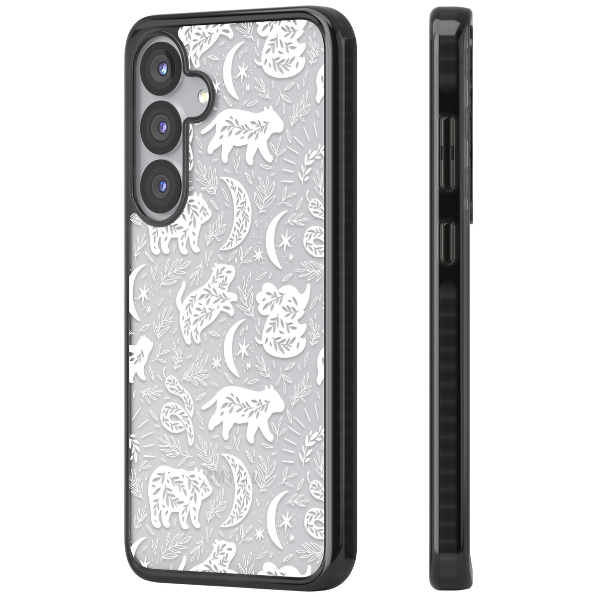Forest Animal Silhouettes: White/Clear Samsung S25 / Samsung S25 Plus / Samsung S26 / Samsung S26 Plus Impact Black Phone Case side