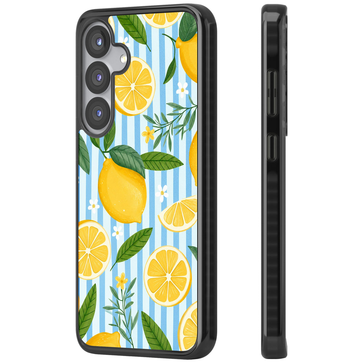 Capri Citrus Stripe Samsung S25 / Samsung S25 Plus / Samsung S26 / Samsung S26 Plus Impact Black Phone Case side