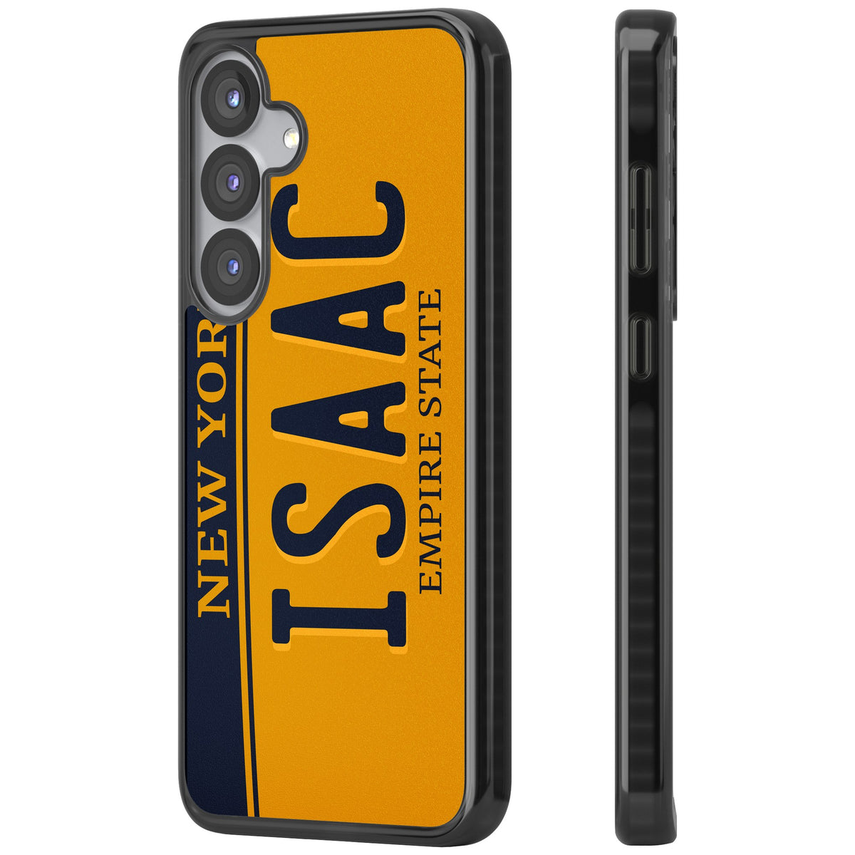 Personalised New York License Plate Samsung S25 / Samsung S25 Plus / Samsung S26 / Samsung S26 Plus Impact Black Phone Case side