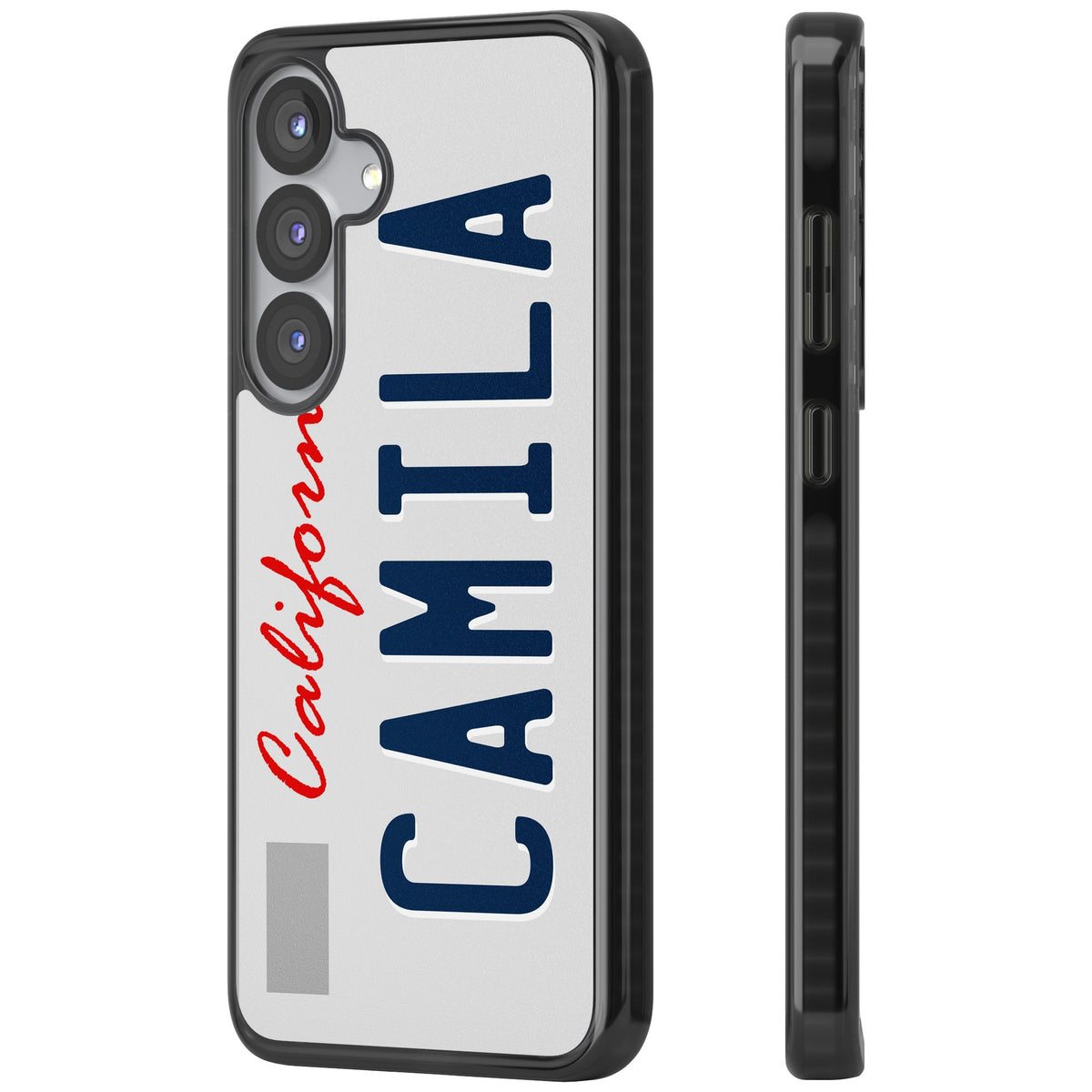 Personalised California License Plate Samsung S25 / Samsung S25 Plus / Samsung S26 / Samsung S26 Plus Impact Black Phone Case side