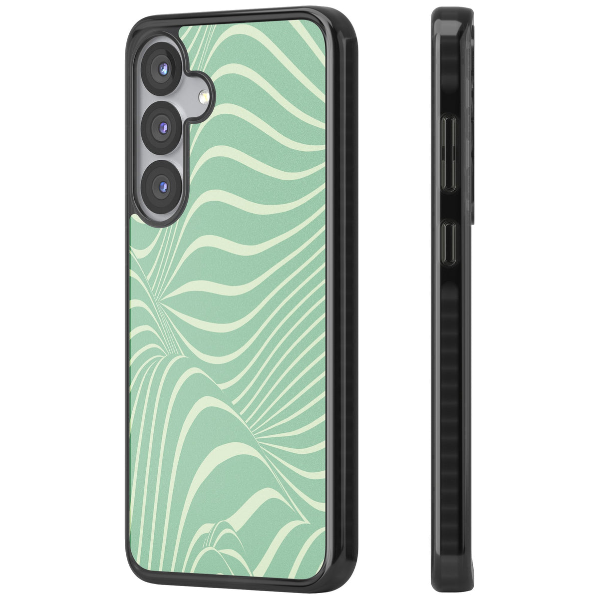 Mint Green Distorted Line Samsung S25 / Samsung S25 Plus / Samsung S26 / Samsung S26 Plus Impact Black Phone Case side