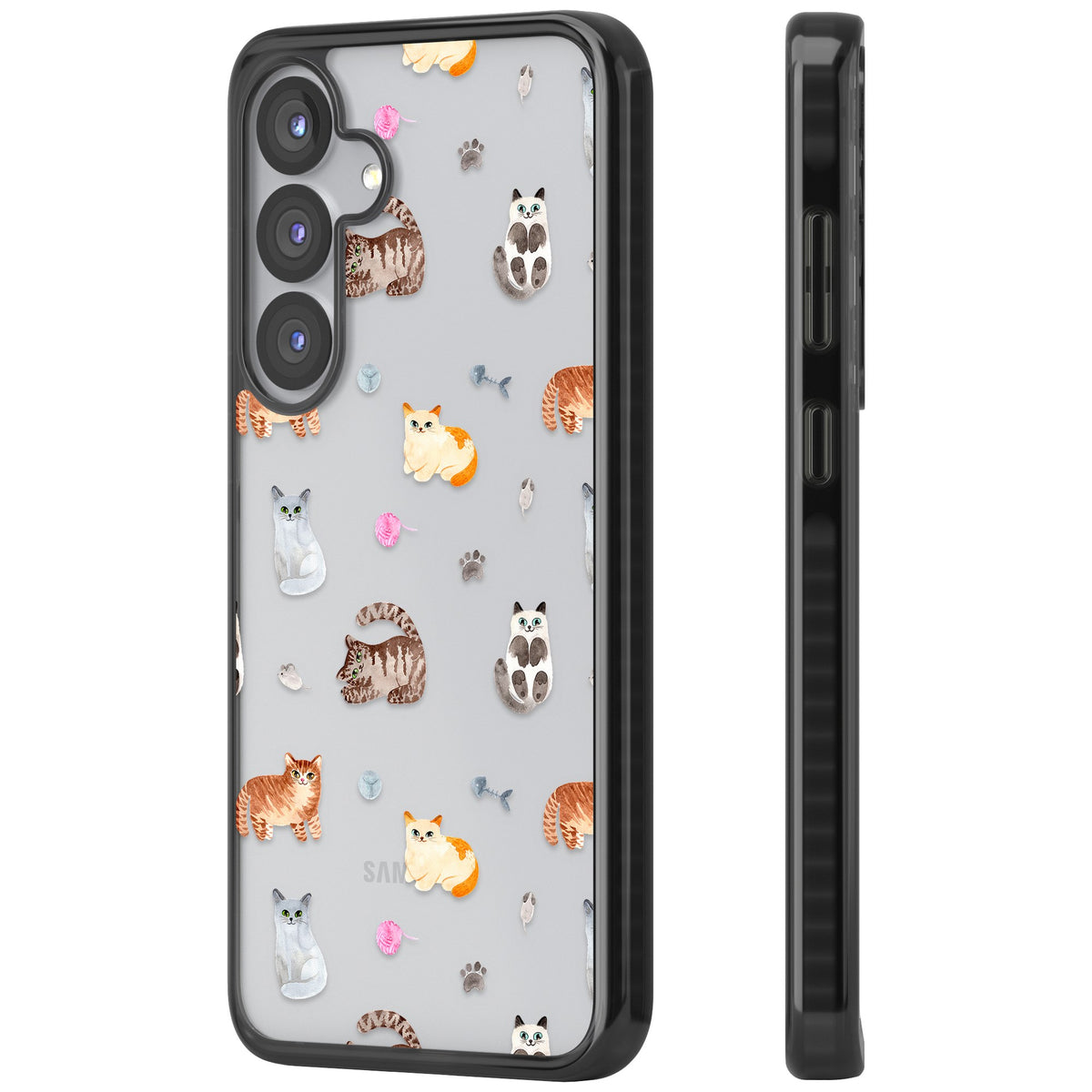 Playful Cats Samsung S25 / Samsung S25 Plus / Samsung S26 / Samsung S26 Plus Impact Black Phone Case side