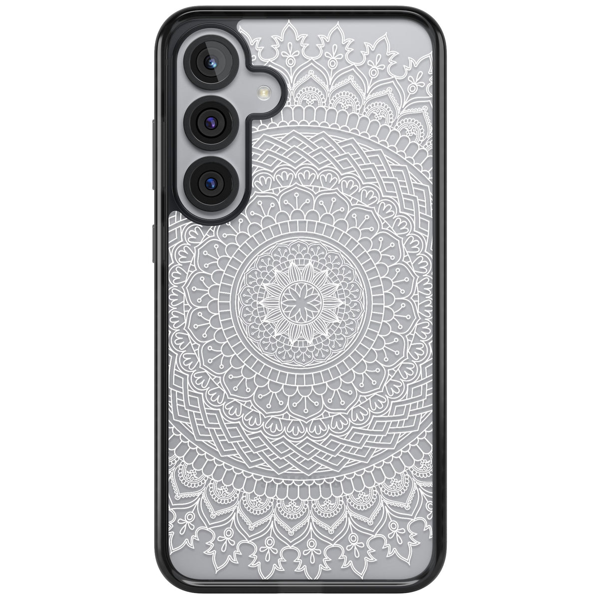 White Mandala Samsung S25 Plus / Samsung S26 / Samsung S26 Plus Impact Black Phone Case front