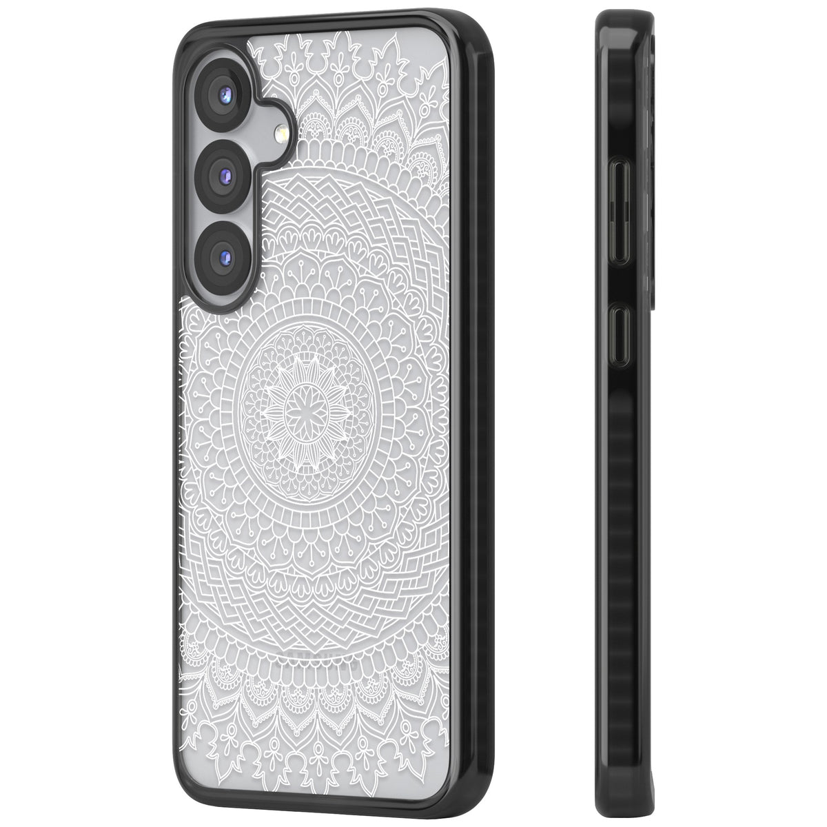 White Mandala Samsung S25 / Samsung S25 Plus / Samsung S26 / Samsung S26 Plus Impact Black Phone Case side